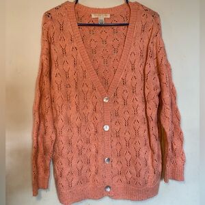 Women’s Love Tree Coral Button-Down Cardigan Size M